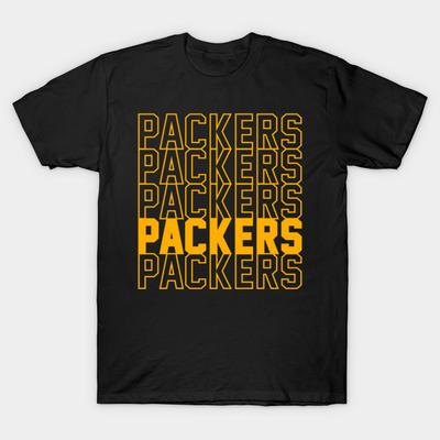 Men Black Print T-shirt Packers No-Cut Transfer Paper Print Cotton Tshirt