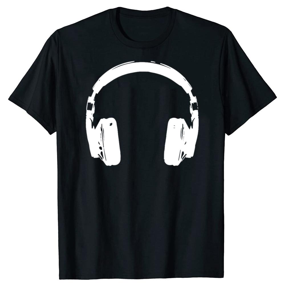 

Funny Music Dj Headphones Graphic T-shirts Men Women s Fashion Casual Tshirt 100% Cotton Loose Oversized T Shirt Summer - Men... S разноцветный