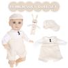 Realistic Vinyls Baby Boy Doll 14inch with Hat and Overalls for Kids Play Realistic Baby New Borns Asleep Toy Soft
