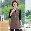 Long Plaid Vest Women's Medium Vest Jacket Mid-Autumn Dress Outer Vest Top