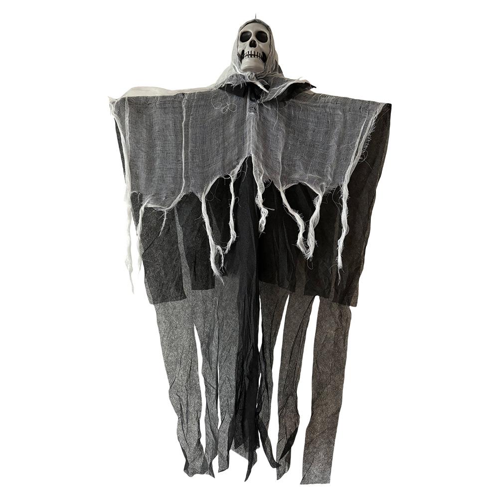 Hanging Skull Horror Ghost with LED Lights Patio Porch Skull Prop for Haunted House Halloween Party Decoration
