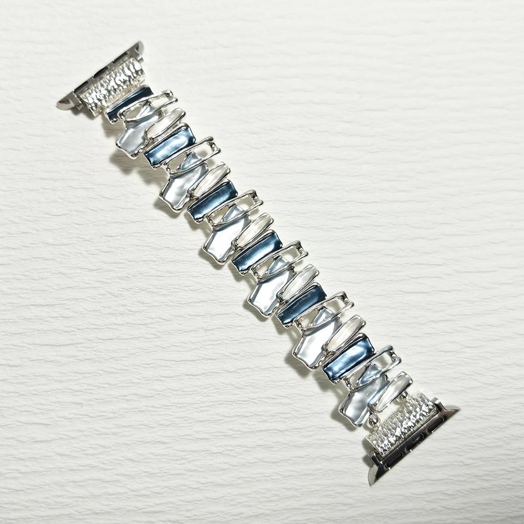 For Apple Watch band Series Ultra 11/10/9/8/7/6/5/4/3/2/1 SE 40/42/46/45/44mmBracelet Stylish Stone Metal Link Elastic Watchband