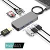 Docking Station with 4K HD PD Usb3.0 SD TF RJ45 Port Type c Hub Support Read 2 Cards Same Time