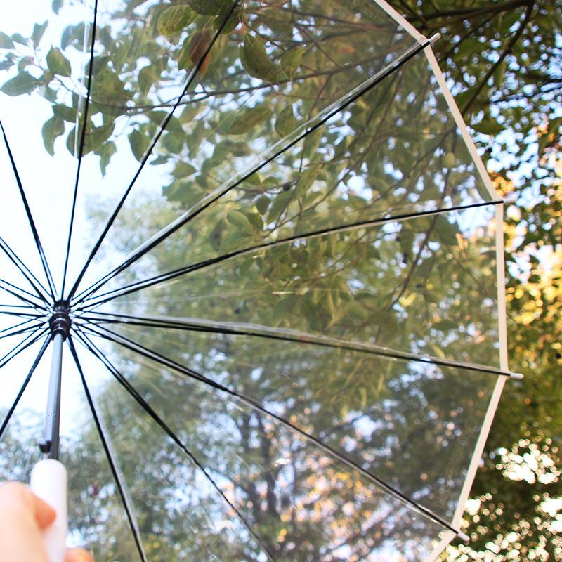 8-Bone transparent umbrella, white automatic umbrella, disposable creative umbrella, stand outdoor umbrella gift