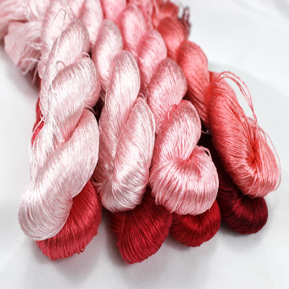 Filo di seta 1pz 100% ricamo a mano ricama punto croce 400m filo da ricamo in seta serie rosa 8 colori sfumati