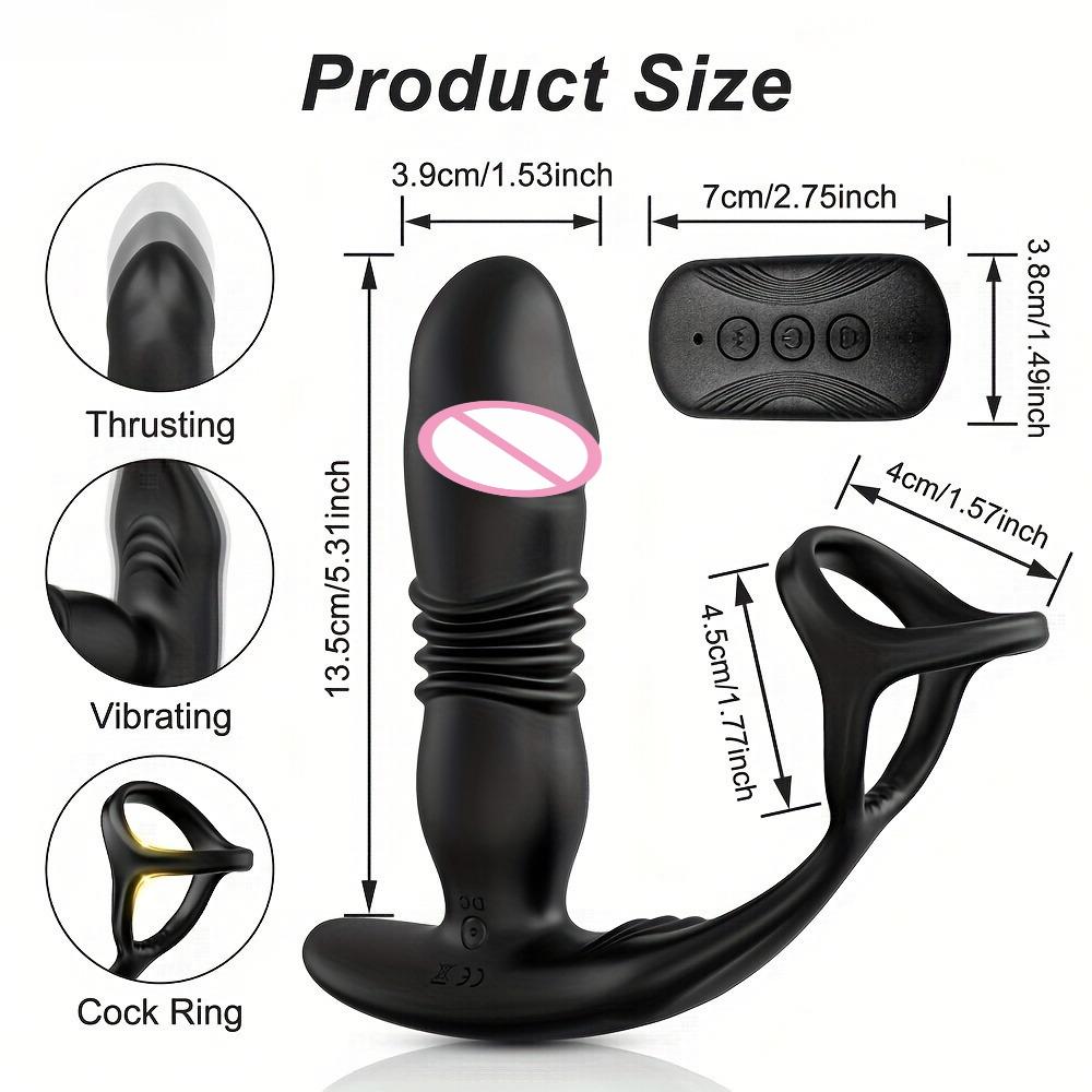 Thrusting Anal Vibrator Prostate Massager Cock Ring Dildo Anal Butt Plug Stimulator Adults Sex Toys for Men and Couple Pleasure