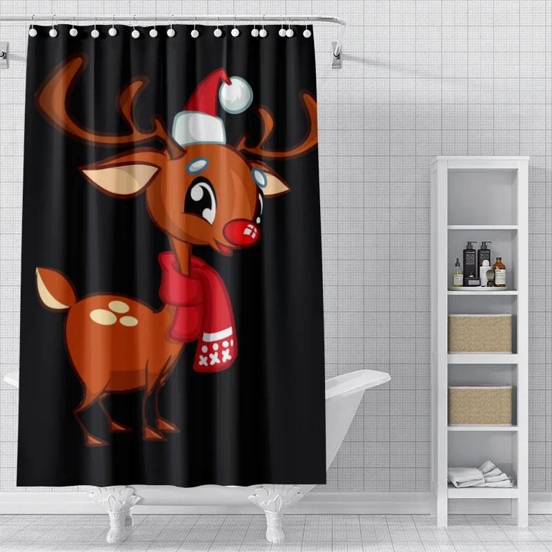 Home Decoration Shower Curtains for Bathroom Waterproof Curtain Fabric Modern Nordic Style Living Room Merry Christmas Winter