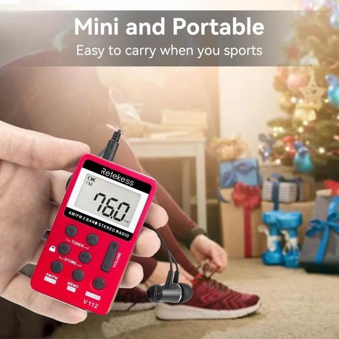 Mini rádio fm - retekess - v112 - vermelho - estéreo - recarregável - portátil