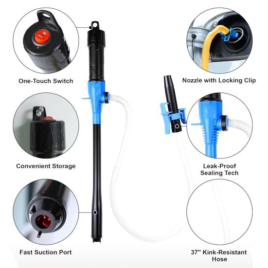 Battery Powered Oil Pump 3 GPM Portable Liquid Transfer Pump with Powerful Suction