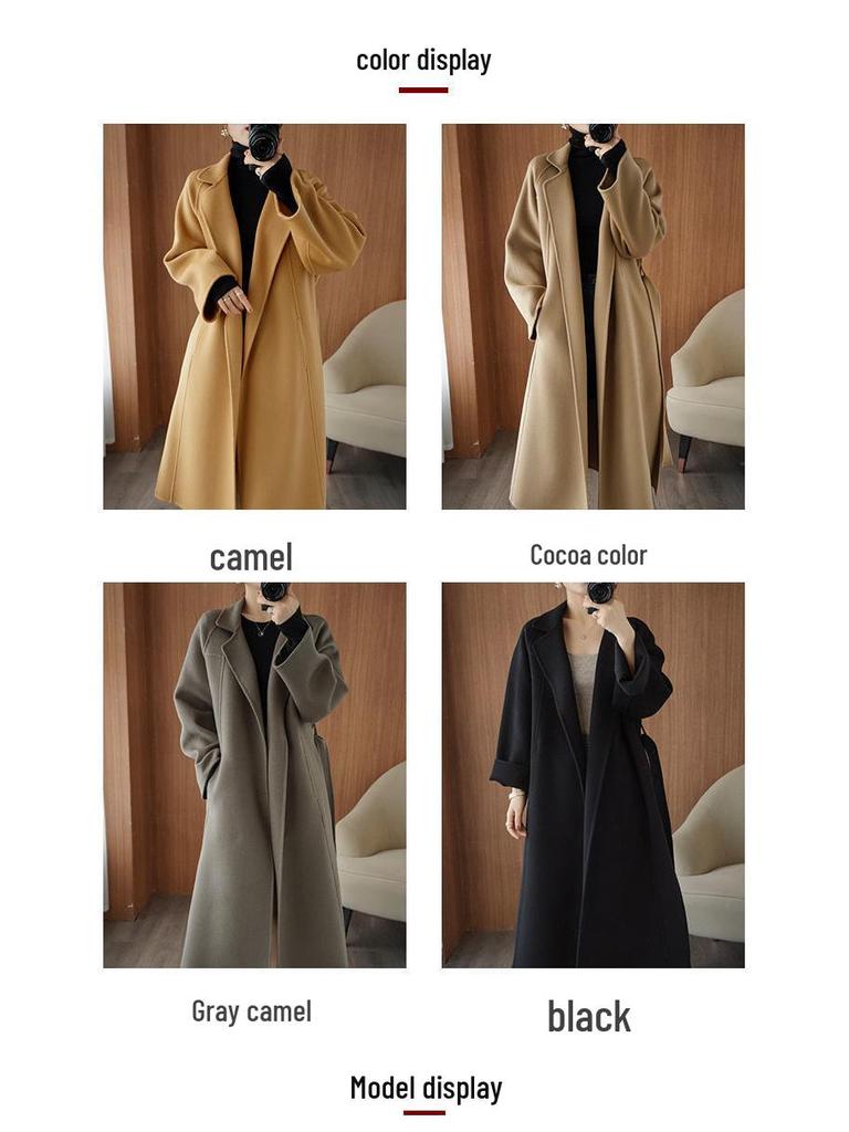 Women's Plus Size Long Wool Coat - Trendy Knee-Length Outerwear for Autumn/Winter 2025