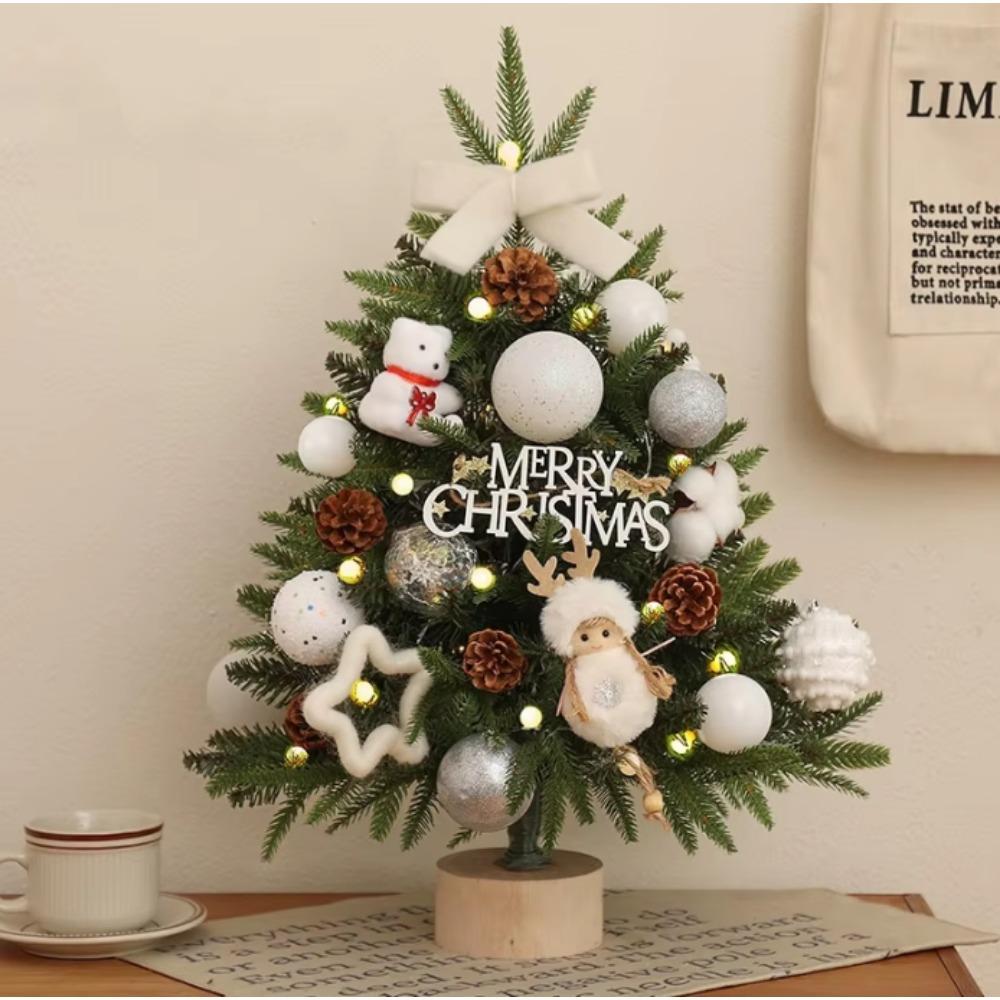 Christmas Tree Christmas Decorations Indoor Arbol De Navidad Con Luces Small Christmas Tree with Lights Warm Wooden Base for Christmas Decor Home
