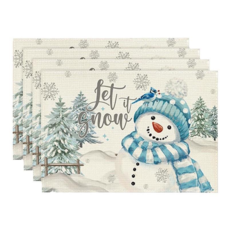 2024 Christmas Linen Table Mats - Washable, Stain-Resistant, Heat-Resistant with Snowflake & Santa Designs
