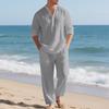 2026 Men's Casual Loose Fit Linen Sports Suit with Long Sleeves