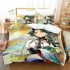 Anime Genshin Impact Paimon Bedding Set Duvet Cover Sheet Printed Bed Set Pillowcase Bed Full Queen King Size Comforter Bedroom