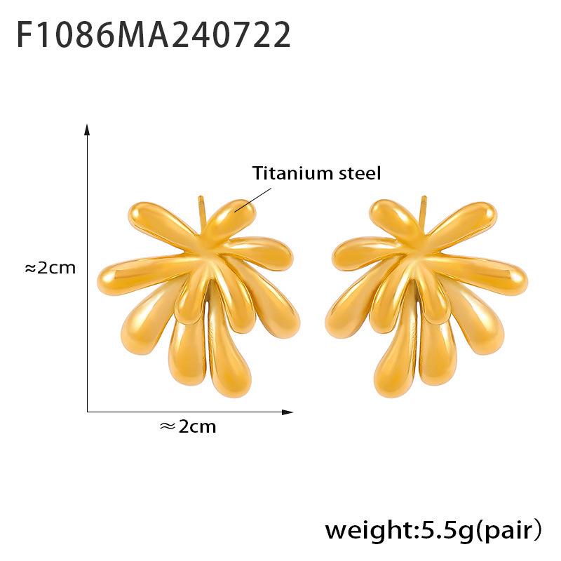 European Chic Firework Stud Earrings 18K Gold-Plated Titanium Steel