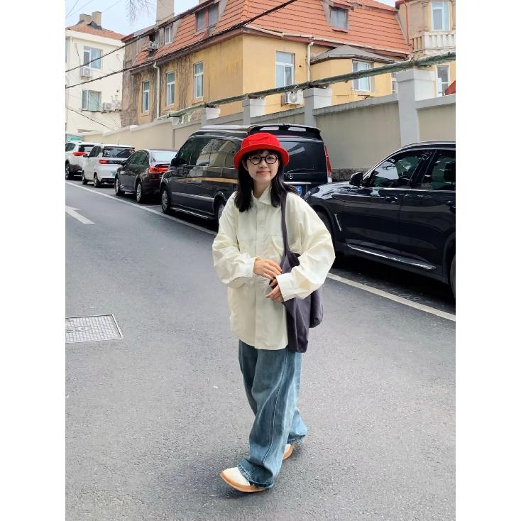 Goodnorth Japanese-Style Retro Oversize White Shirt Men's and Women's Spring and Autumn Loose Cityboy Shirt