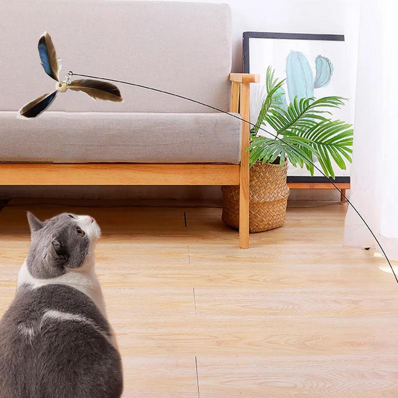 Katzenfeder Spielzeug Nachfüllung Interaktives Katzenspielzeug Katzenfederstab Set mit 6 Verschleißfeste Katzenfedern Nachfüllspielzeug Interaktiver Teaser