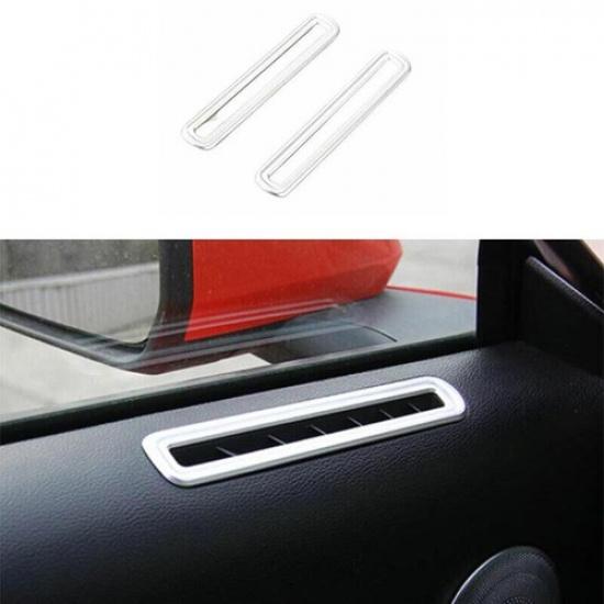 2PCS Inner Door L&R Air Outlet Vent Trim Matte Silver For Ford Mustang 2015-