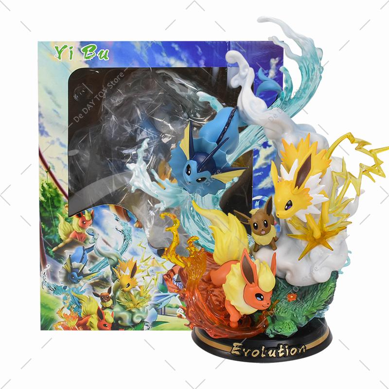 Anime Special Effects Figure Mega Charizard XY Greninja Gengar Mewtwo Three Form Evolution Led Light PVC Model Toys