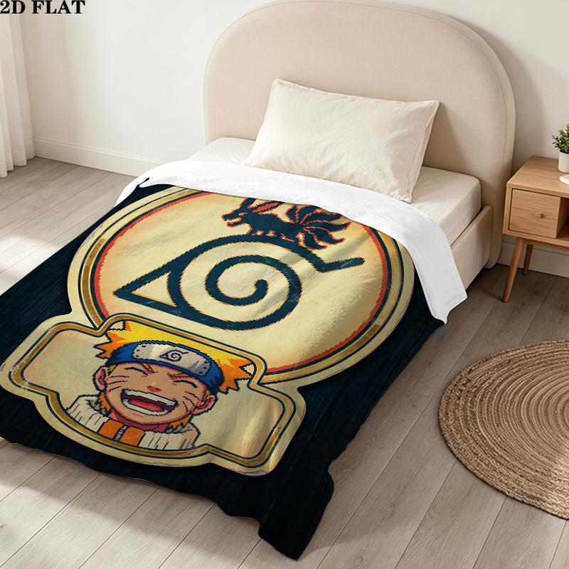 Uzumaki Naruto Printed Flannel Blanket, soft throw for bedroom sofa, washable, Christmas present, great gift.