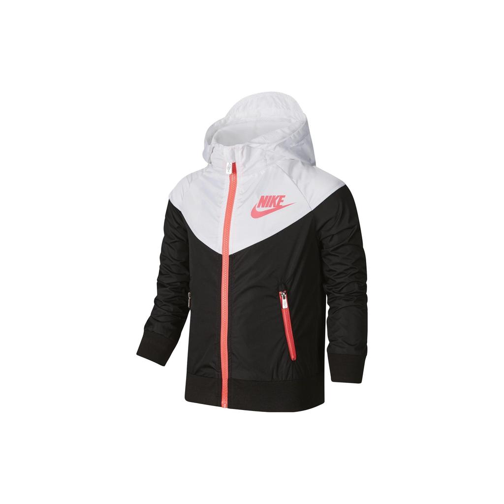 Nike Kids Letter Logo Print Spliced Hooded Zip Jacket Kids Jackets Black NY2032140PS-001