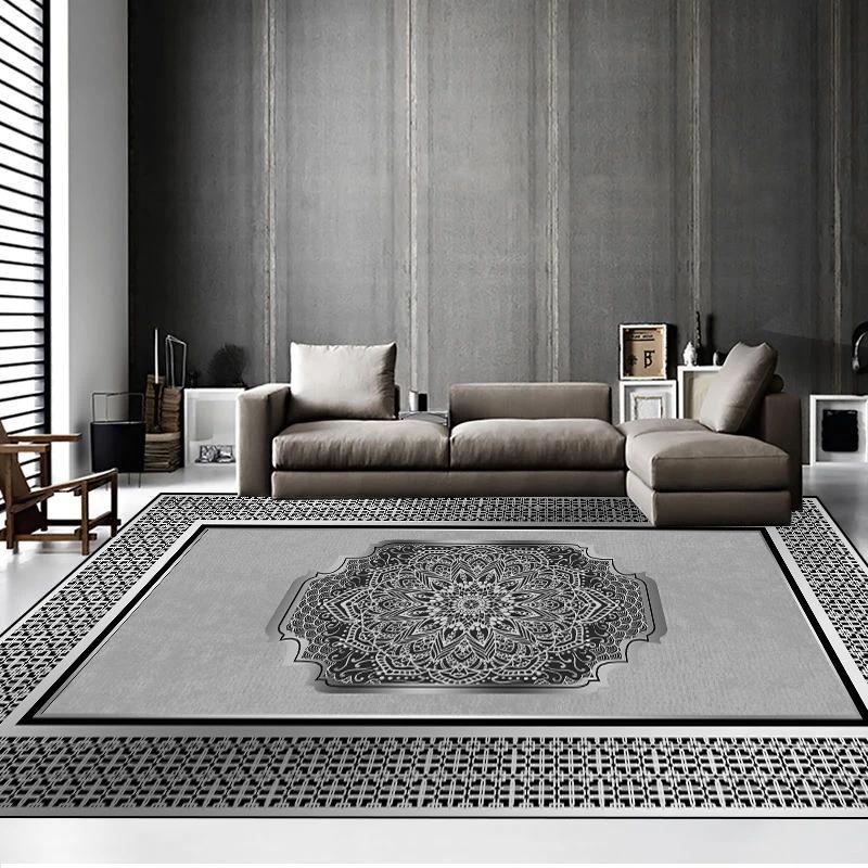 Grauer Teppich im Retro-Stil für großes Wohnzimmer, Minimalismus, Salon-Tischbereich, Rutschfeste Schlafzimmer-Fußmatte 200x300, Dekoration Zuhause