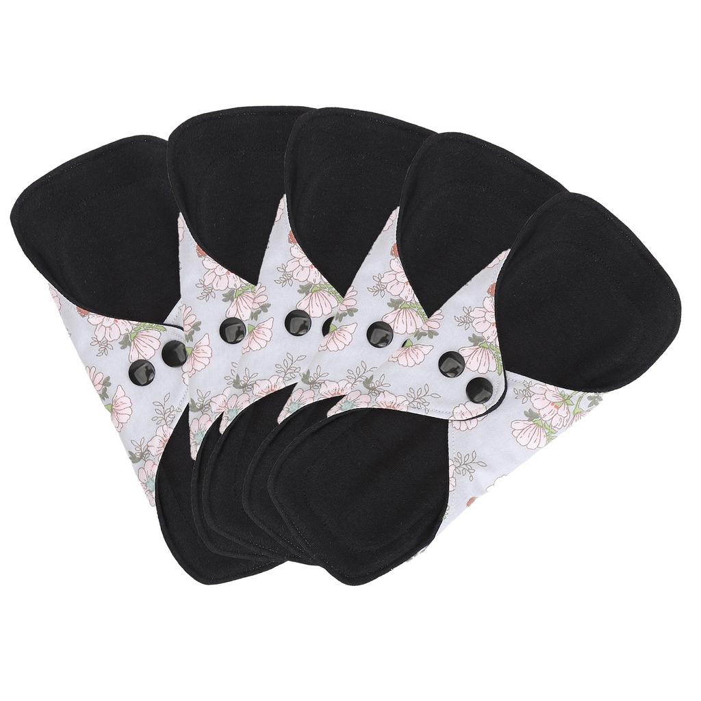 5pcs Reusable Menstrual Pads Strong Water Absorption Soft Cotton Washable Feminine Sanitary Pads M