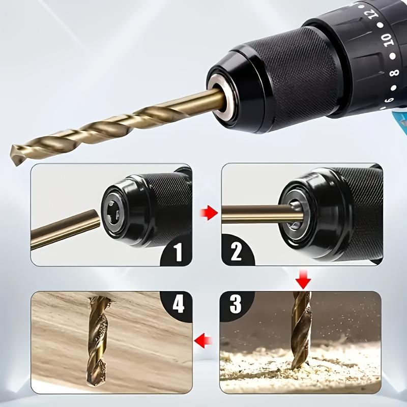 Set of 13 Cobalt Drill Bits Made from M35 High-Speed Steel, Featuring High Durability And Precision Markings, Suitable for Stainless Steel, Cast Iron