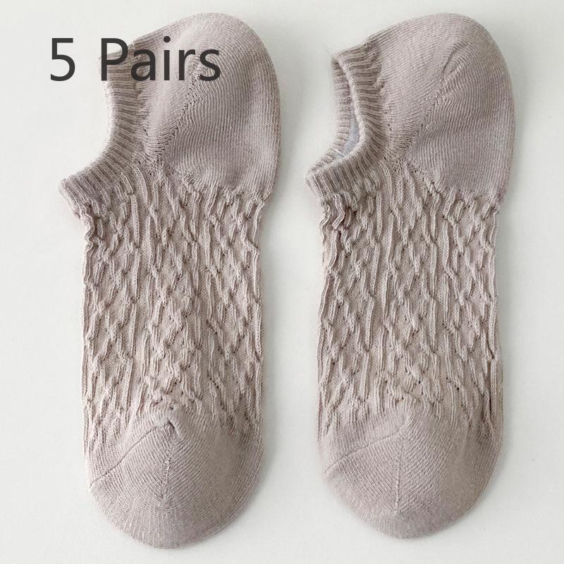 5 Pairs of New Female Spring and Summer Sweet Short Boat Socks