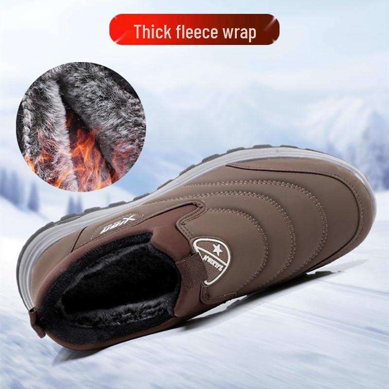 Herren Winter Old Beijing Samtgefütterte Rutschfeste Freizeitschuhe für ältere Menschen