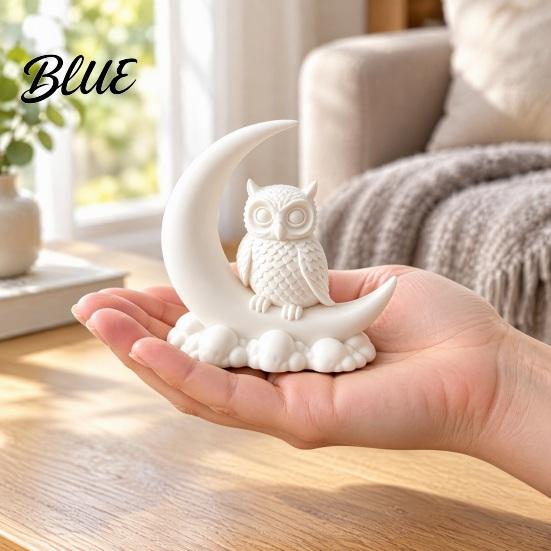 Creative Gift for Holidays Crescent Moon Owl Statue 3D Printed Figurine with Cloud Small Statue Countertop Base Desktop Ornament Home Office Bedroom