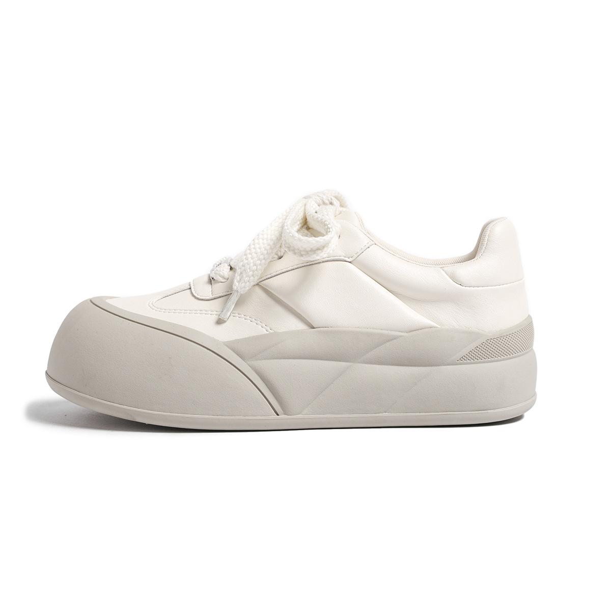 

Туфли Майяра с большим носком на толстой подошве, женские, в стиле Гонконга, новинка 2025 года, осенне-зимние, симпатичные кожаные туфли на толстой подошве на плоской платформе 40