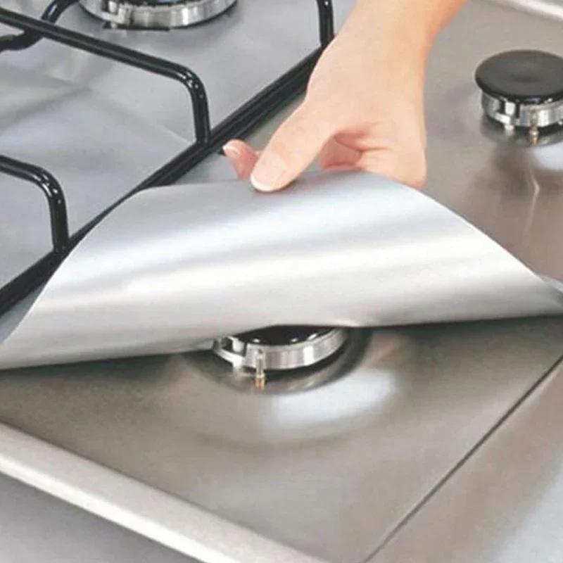 1/5Pcs Square Gas Hob Protector Liner Oil-Proof Mat Reusable Protection Pad Gas Stove Stovetop Protector Kitchen Accessories