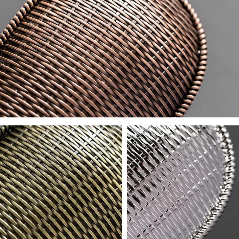 Alloy Bamboo Weaving Shape Tea Shovel Spoons Set Handmade Dustpan Shape Tea Trays Teaspoon Separator Vessel Teaware Accessories