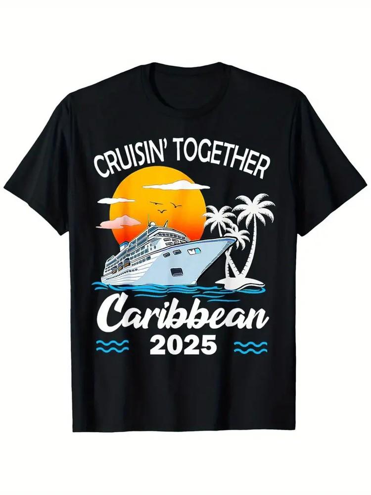 

Cruisin Together Caribbean Cruise 2025 Family Vacation T-Shirt, Suitable for Men 4XL