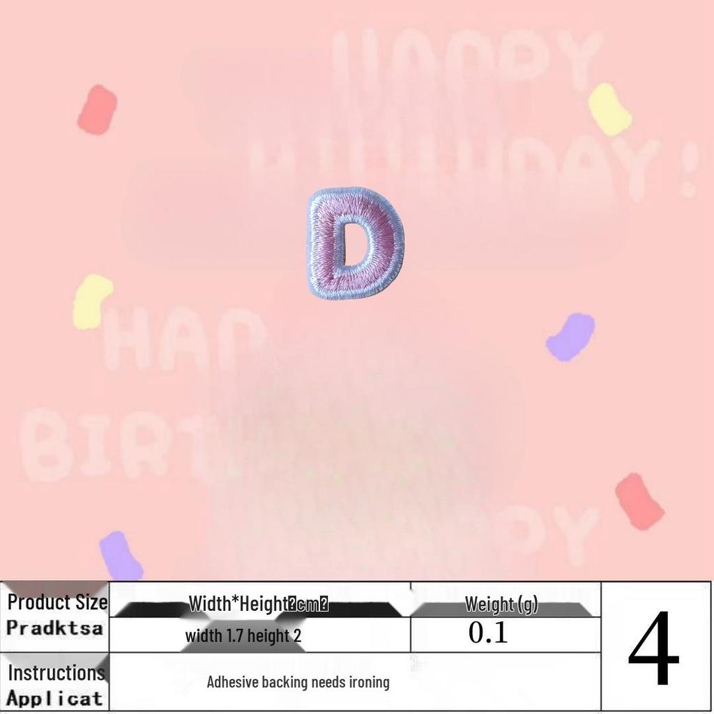 Pink English Alphabet Embroidered Iron-On Cloth Patch