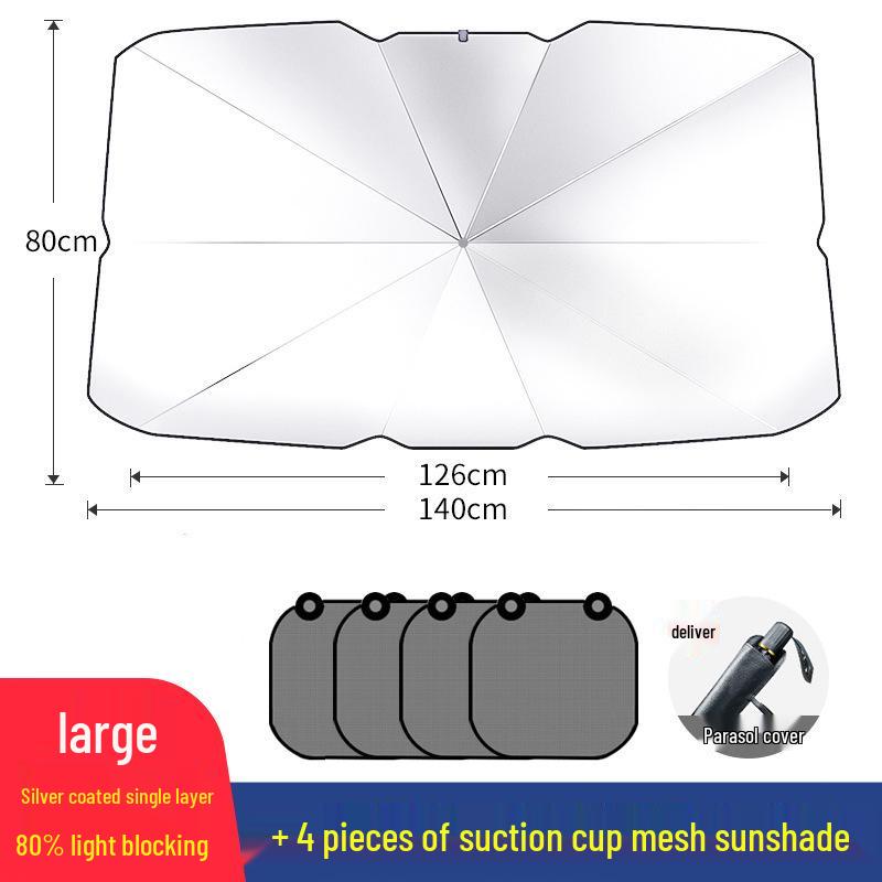 Umbrella-Style Car Windshield Sunshade - Heat Insulation & Light-Blocking