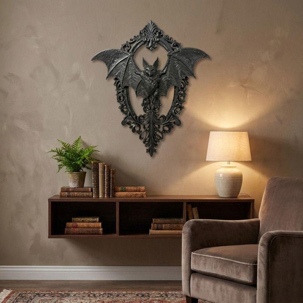 Dark Art 3D Printing Gothic Bat Wall Decor Decorative Retro Dark Wind Bat Pendant Dark Style Halloween Wall Hanging Gothic Room