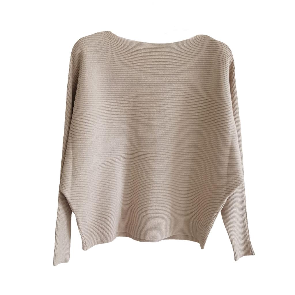 Høstgenser Strikket Genser Høy Stretch Strikk Wide Krage Genser Strikk Dame Strikket Lang Flaggermusermer Løs Genser