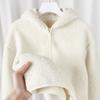 Fluffy! Soft waxy skin-friendly gentle milk white thickened fleece thermal hooded sweater jacket women's new products
