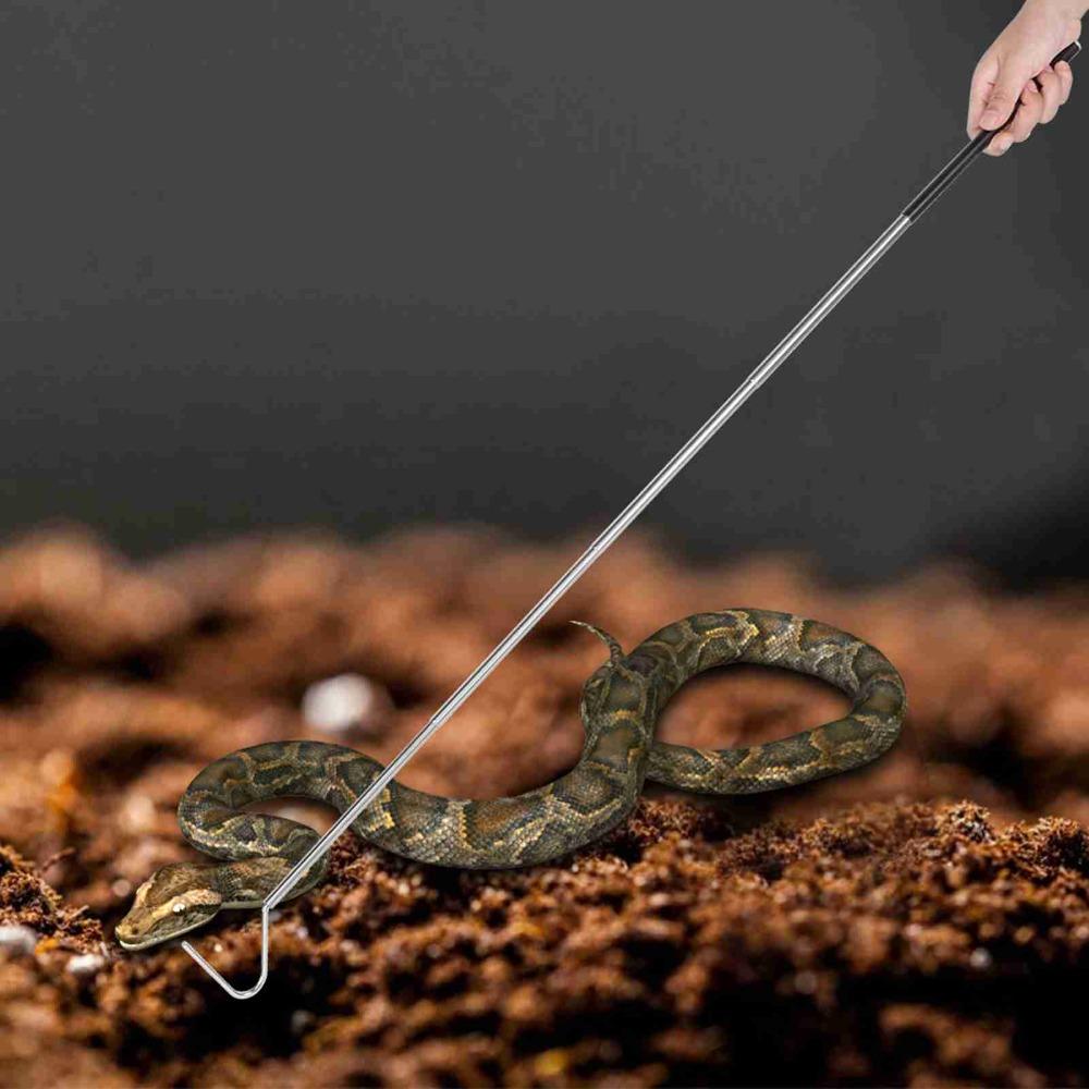 Stainless Steel Reptile Catcher Telescopic Design Extensible Catcher Snake Capture Hook Garden Use