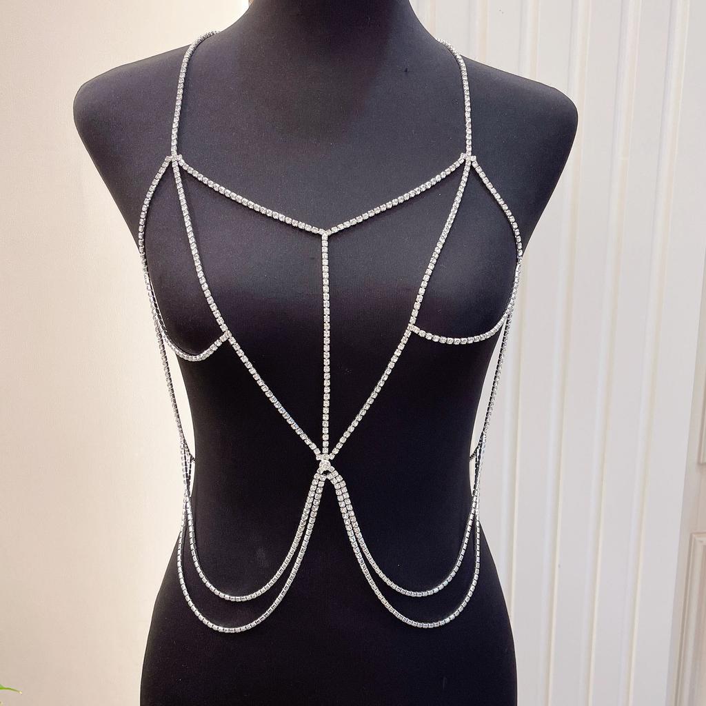 European And American Fashion Jewelry Sexy New Rhinestone Claw Chain Bikini Chest Chain Body Chain
