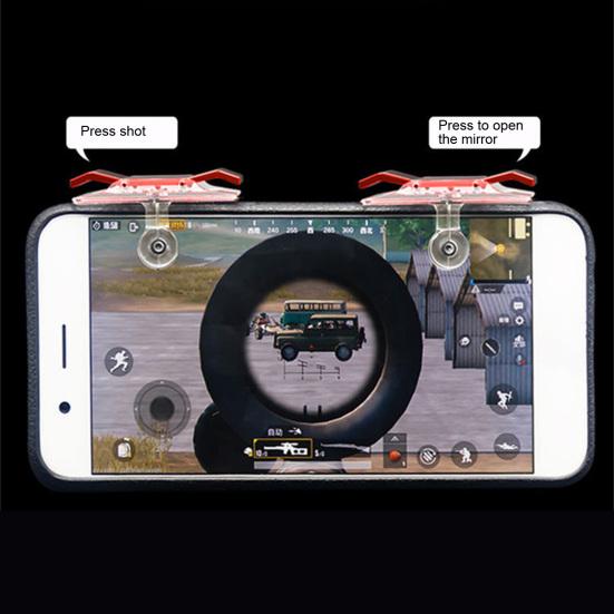 2Pcs E9 Gaming Trigger Quick Response Easy Installation Electroplated Auxiliary Gaming Controller Button for Cell Phone