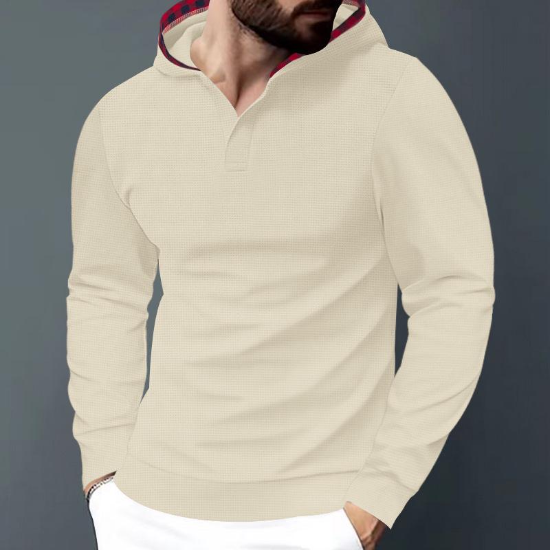 Men's Cross-border Casual Sports Hoodie - Waffle Knit, Long Sleeve, Plus Size for Autumn/Winter