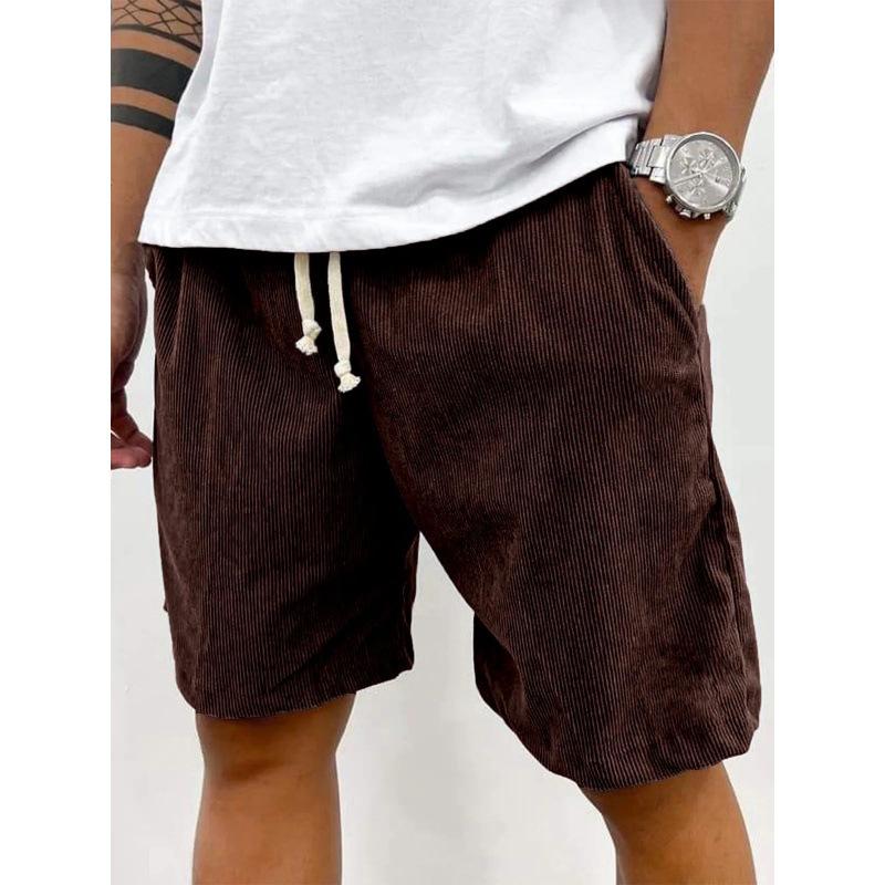 Summer New Men's Casual Comfortable Drawstring Corduroy Retro Shorts