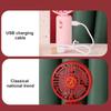 Portable Pocket Fan with Tassel Chinese Style 2 Speed LED Night Light USB Rechargeable Mute Handheld Mini Cooling Fan Summer Home Travel Outdoor