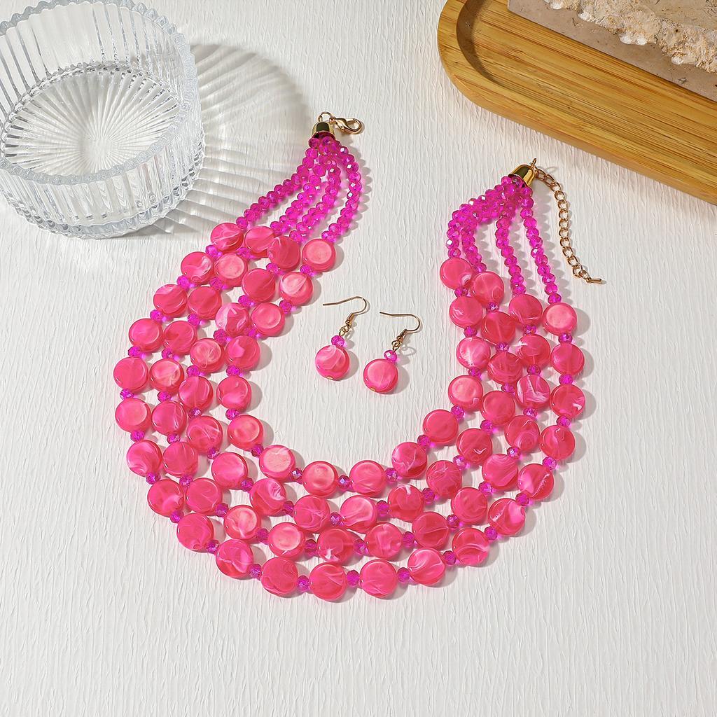 Acrylic Beaded Multi-Layer Necklace for Women Party Jewelry Accessory