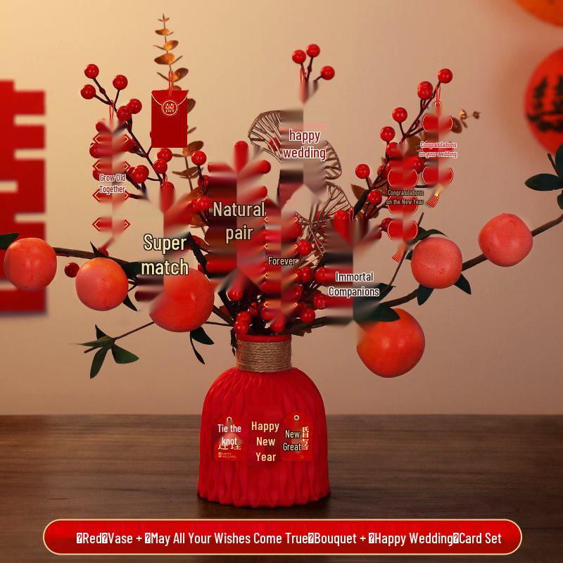 Bridal Wedding Gift Potted Plant Ornament for Living Room or Engagement Banquet Decor