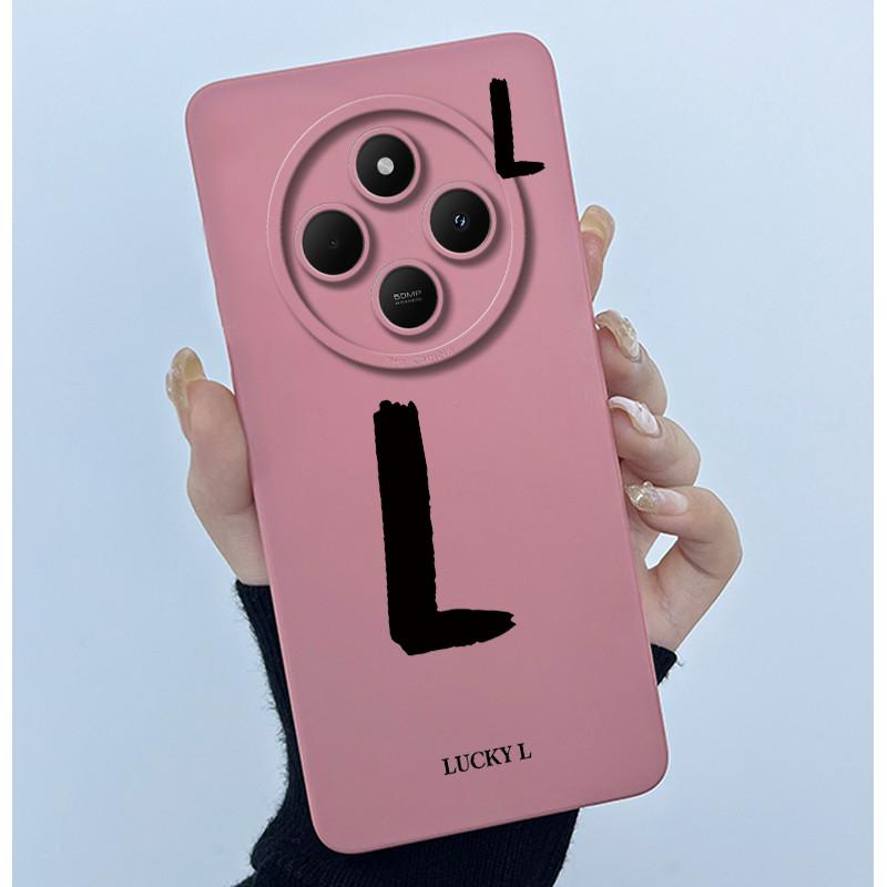 For Xiaomi Redmi 14C 4G A3Pro 4G/ Xiaomi Poco C75 4G M7 5G Case Lucky Initial Letter Liquid Soft Silicone Protective Cover Phone