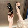 Slippers Wear Versatile Small Women Summer High Heels Retro Temperament 2025 New French Metal Cover Toe Cool Slippers